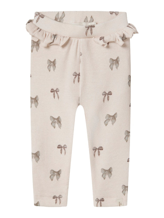Lil' Atelier Baby GAVO EFI SLIM LEGGING NOOS - Silver Peony | BOW - Torgunns Barneklær AS