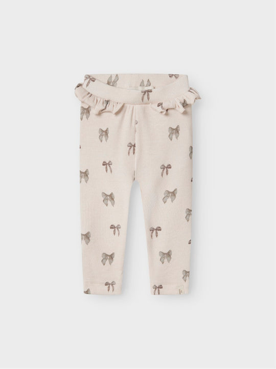 Lil' Atelier Baby GAVO EFI SLIM LEGGING NOOS - Silver Peony | BOW - Torgunns Barneklær AS