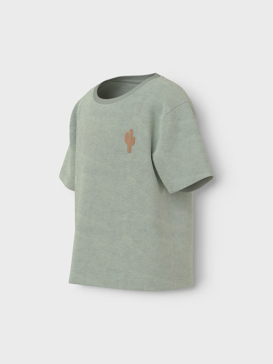 name it mini HANNIBAL NREG TERRY SS TOP - Aqua Gray