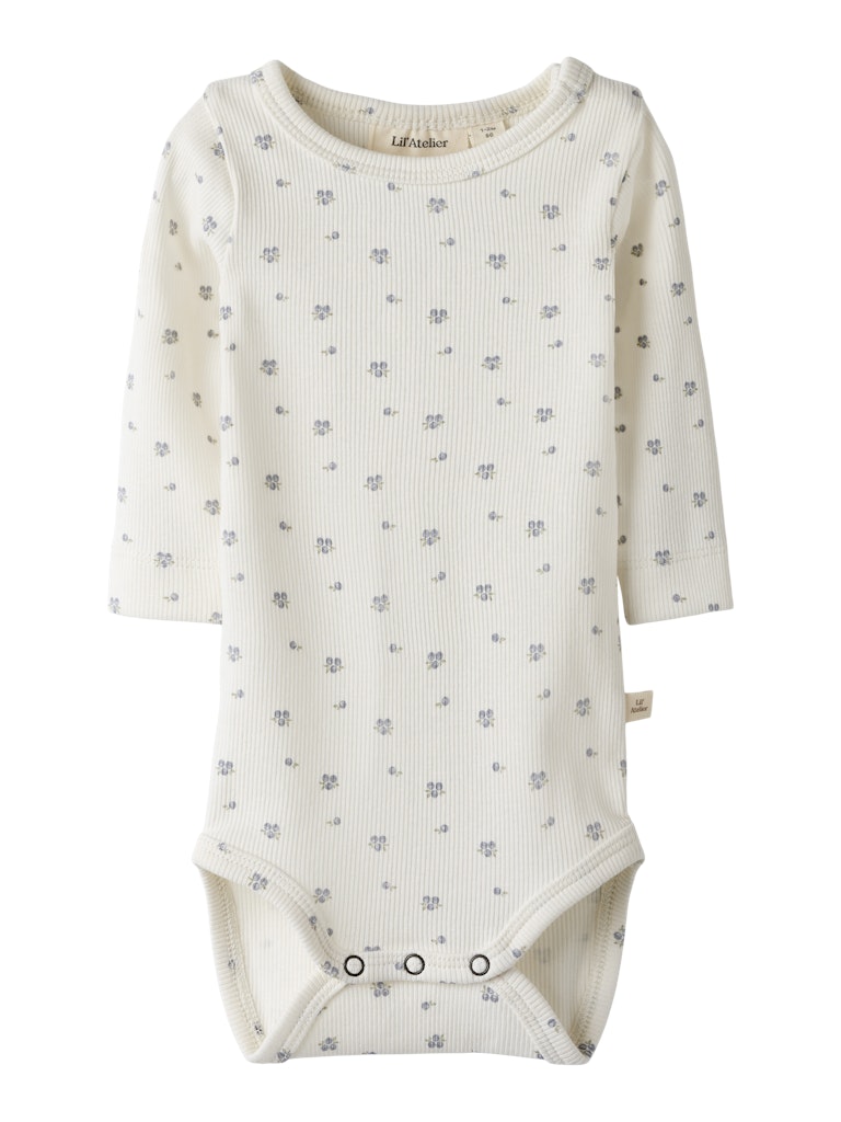 Lil' Atelier BABY LAGO MIO LS SLIM BODY - Coconut Milk | Blueberry - Torgunns Barneklær AS
