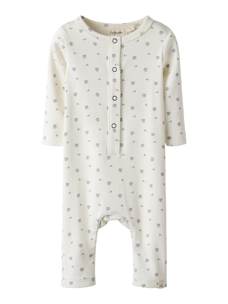 Lil' Atelier BABY LAGO MIO LS SUIT  - Coconut Milk | Blueberry - Torgunns Barneklær AS