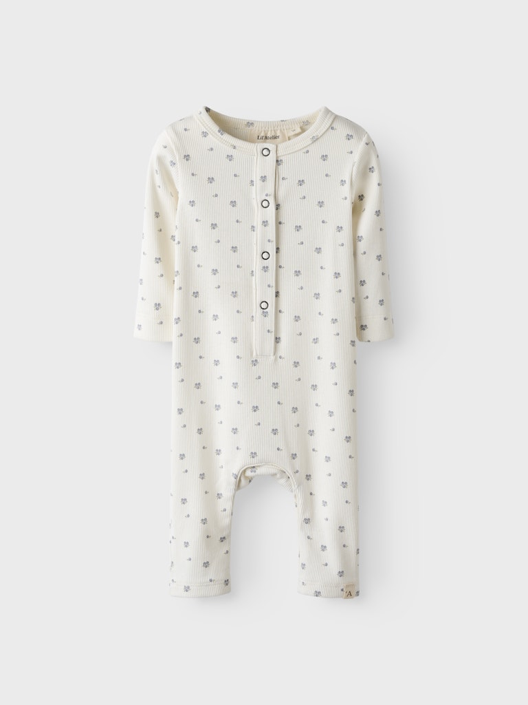 Lil' Atelier BABY LAGO MIO LS SUIT  - Coconut Milk | Blueberry - Torgunns Barneklær AS