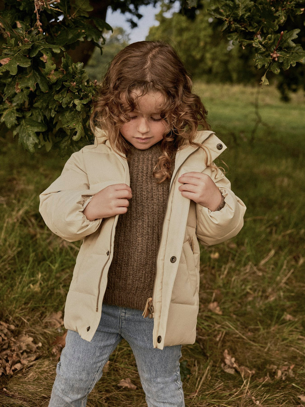 Lil' Atelier Mini LAMEDOW03 PUFFER LONG JACKET - Oxford Tan - Torgunns Barneklær AS