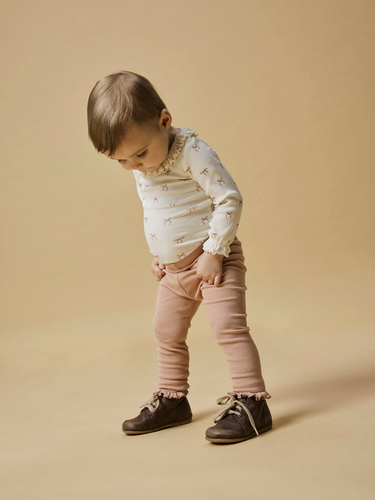 Lil' Atelier Baby GAGO DIA SLIM LEGGING - Mahogany Rose - Torgunns Barneklær AS