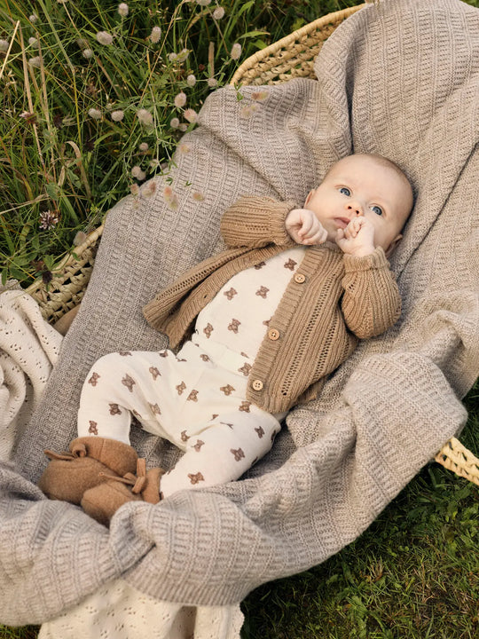 Lil' Atelier Baby WOOL NALU LS SLIM WRAP BODY - Turtledove Melange | Teddybear - Torgunns Barneklær AS