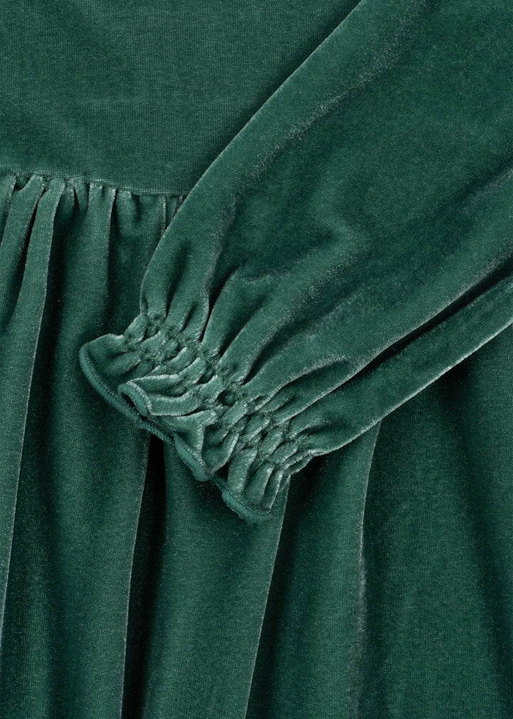 Konges Sløjd | Gia Bow Dress fløyelskjole – Fir
