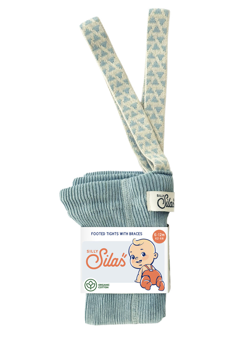 Silly Silas® | Classic strømpebukse med seler – Misty Blue Patterned