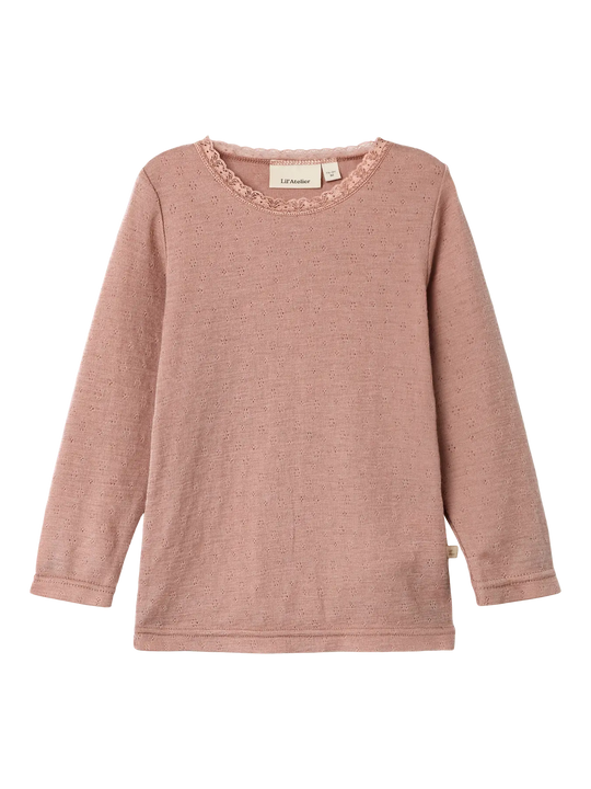 Lil' Atelier Mini NOEL NAB WOOL LS SLIM TOP - Roebuck - Torgunns Barneklær AS