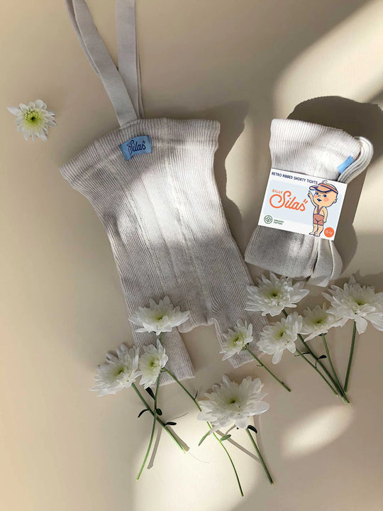 SillySilas® Cotton shorty tights with braces Cream Blend - Torgunns Barneklær AS