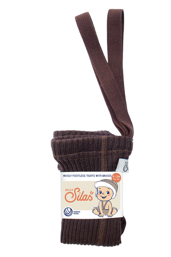 Silly Silas Wooly leggings med seler i Espresso Brown