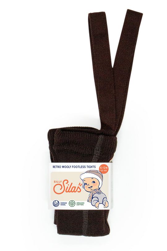 SillySilas® Wooly Footless Tights w/Braces - Espresso Brown - Torgunns Barneklær AS