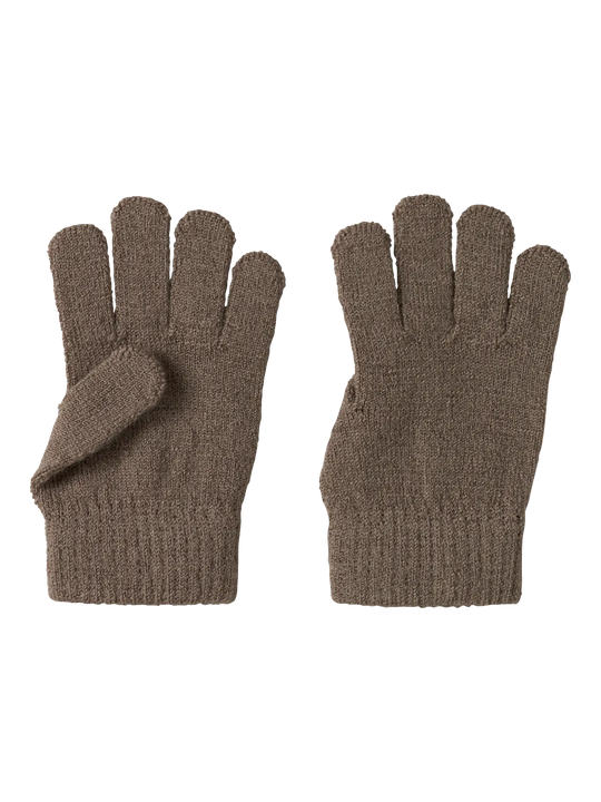 Lil' Atelier Mini NANSON KNIT GLOVES1 - Shitake - Torgunns Barneklær AS