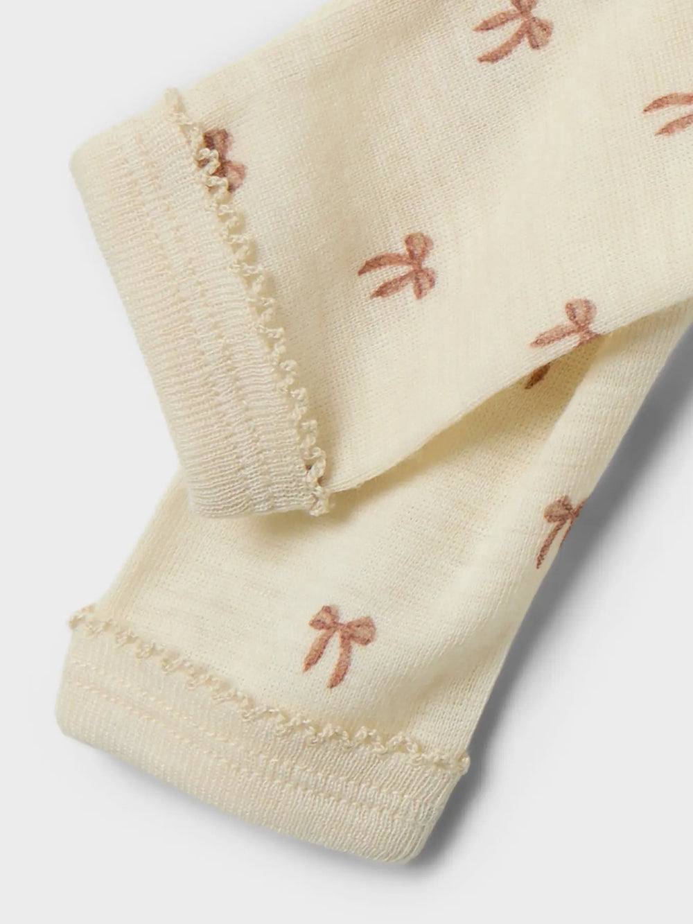 Lil' Atelier Baby WOOL NALU SLIM LEGGING NOOS - Turtledove Melange | Bow - Torgunns Barneklær AS