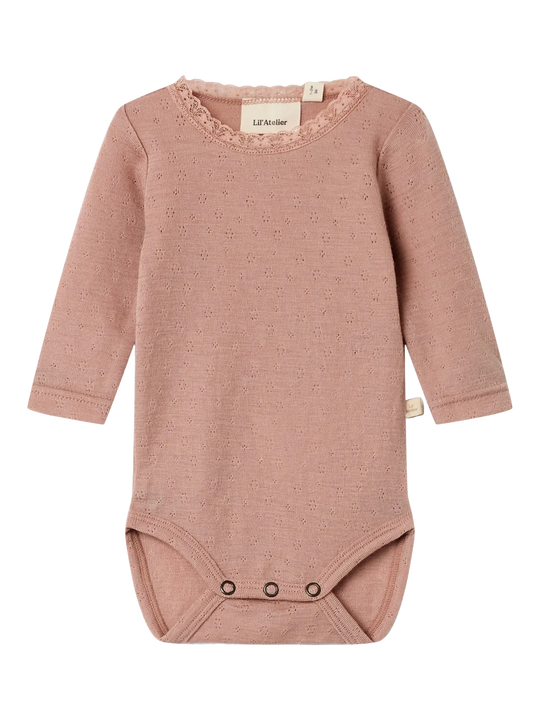 Lil' Atelier Baby NOEL NAB LS SLIM WOOL BODY - Roebuck - Torgunns Barneklær AS