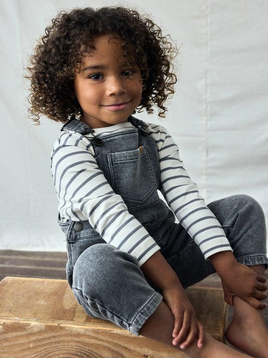 Lil' Atelier Mini LULIA LOOSE DENIM OVERALL - Medium Grey Denim - Torgunns Barneklær AS