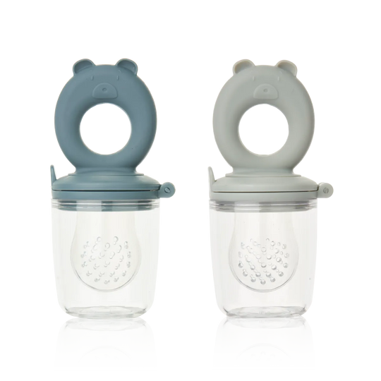 LIEWOOD Miranda Bear Shape Food Feeder 2pk - Whale blue/Dove blue