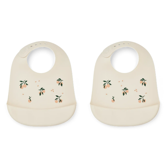 LIEWOOD Tilda Silicone Bib 2pk - Peach/Sea shell mix