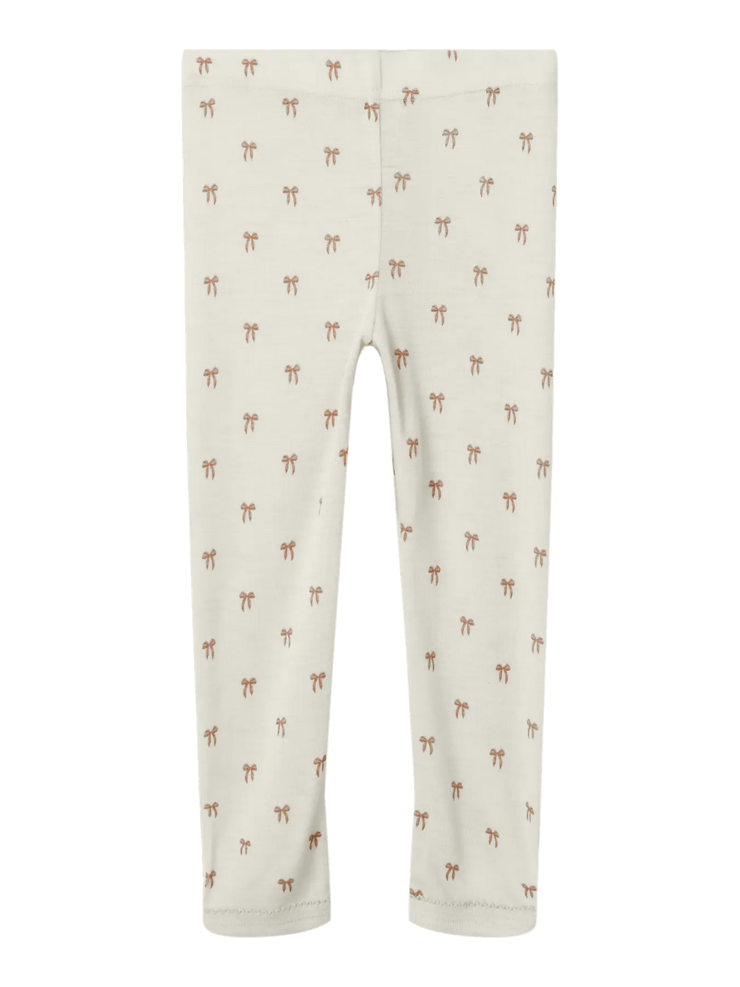 Lil' Atelier Mini WOOL NALU SLIM LEGGING - Turtledove Melange | Bow - Torgunns Barneklær AS