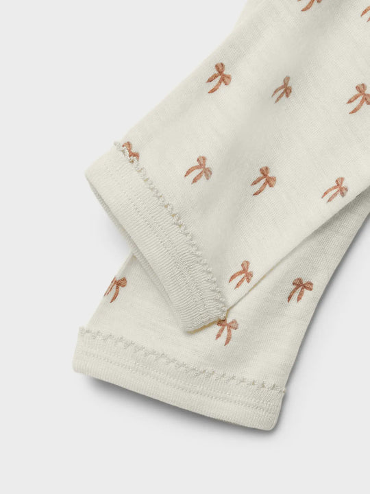 Lil' Atelier Mini WOOL NALU SLIM LEGGING - Turtledove Melange | Bow - Torgunns Barneklær AS