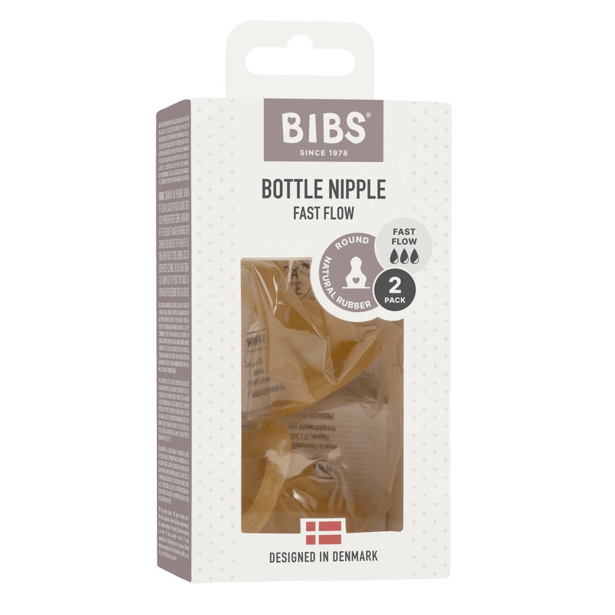 BIBS Bottle Nipple 2pk Latex - Fast Flow | Torgunns Barneklær AS
