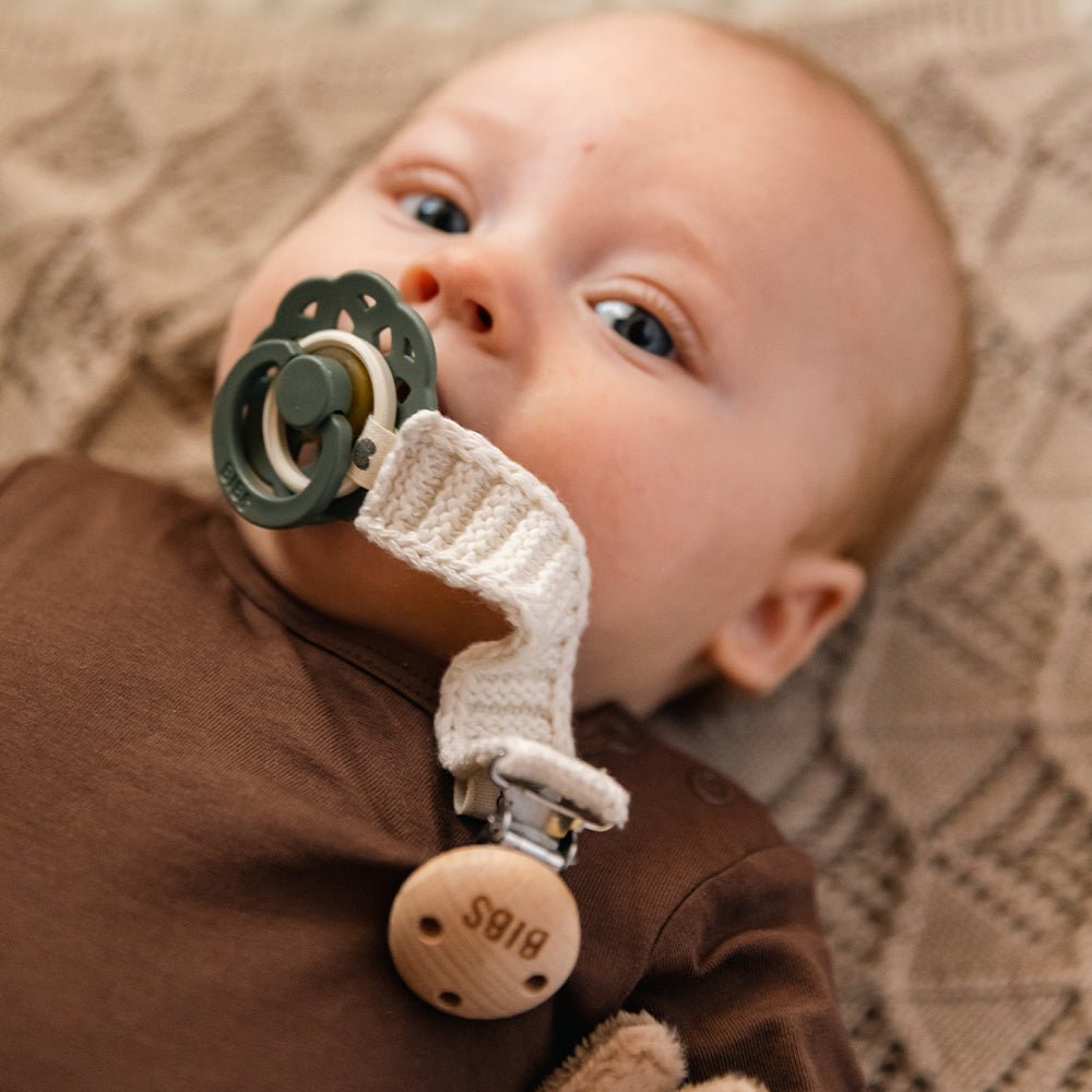 BIBS | Pacifier Clip Knitted - Ivory | Torgunns Barneklær AS