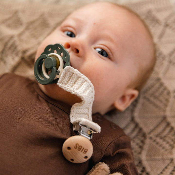 BIBS | Pacifier Clip Knitted - Ivory | Torgunns Barneklær AS