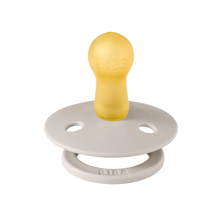 Gul BIBS naturlatex nippel med grått skjold, babyutstyr for spedbarn