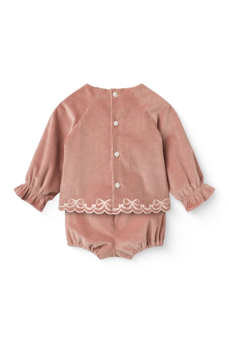 Copenhagen Colors | Babysett i cord med broderi – Støvet rosa | Torgunns Barneklær AS