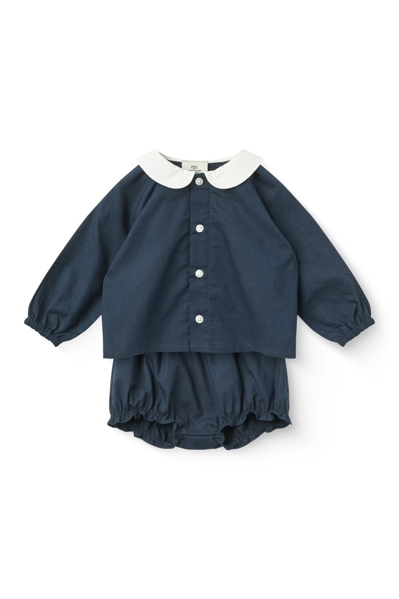 Copenhagen Colors | Babysett med bluse og bloomers – Marineblå | Torgunns Barneklær AS
