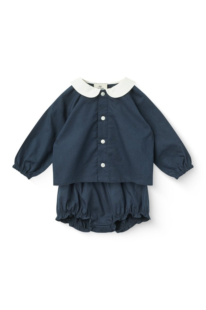 Copenhagen Colors | Babysett med bluse og bloomers – Marineblå | Torgunns Barneklær AS