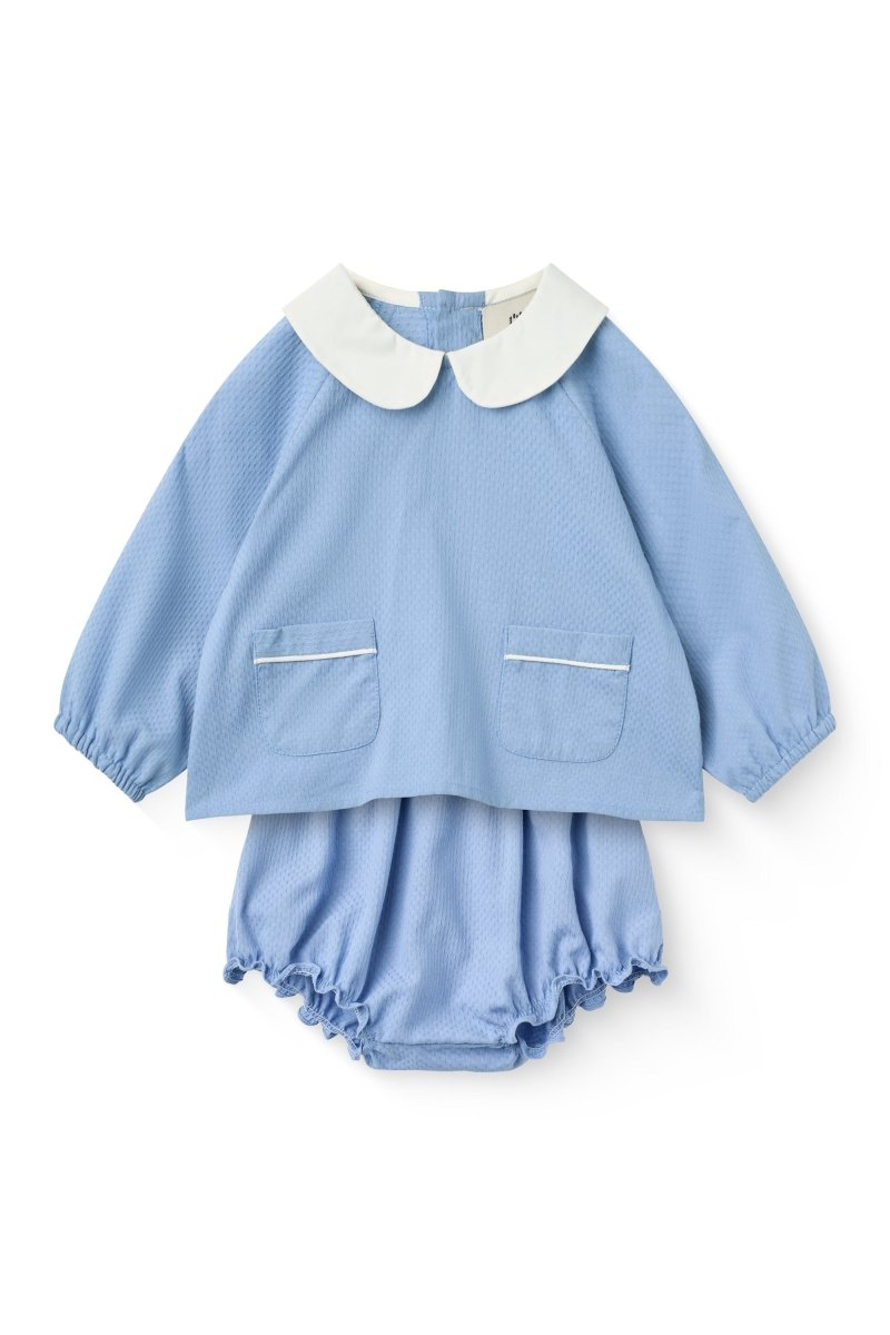 Copenhagen Colors | Babysett med bluse og bloomers – Støvet blå | Torgunns Barneklær AS