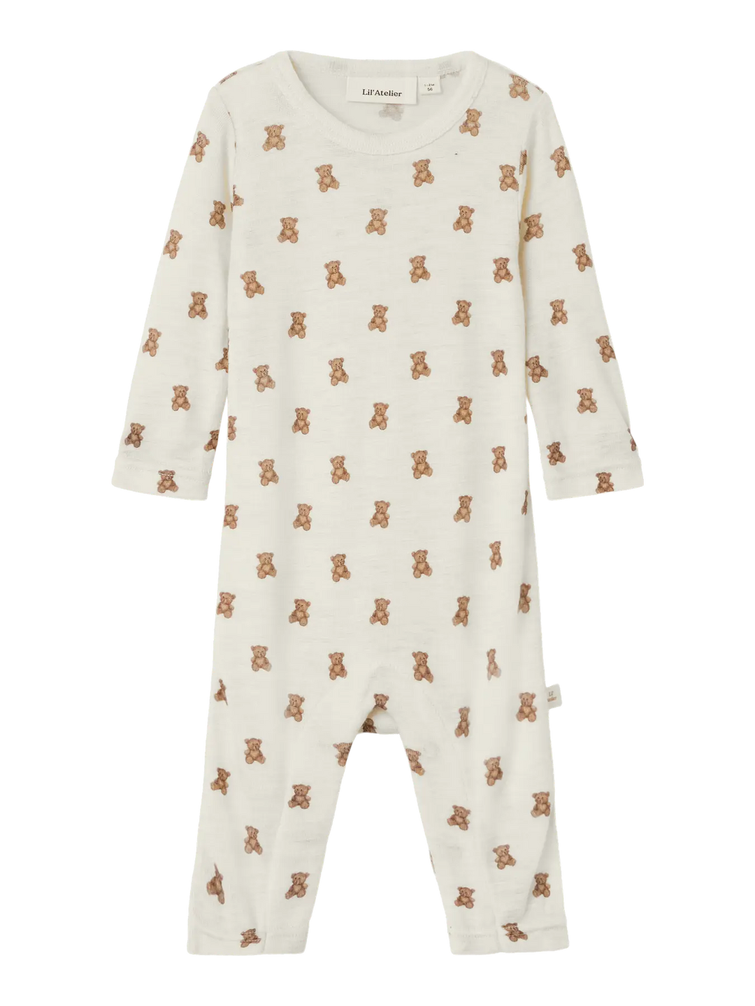 Lil' Atelier Baby WOOL NALU LS SLIM SUIT - Turtledove Melange | Teddybear - Torgunns Barneklær AS