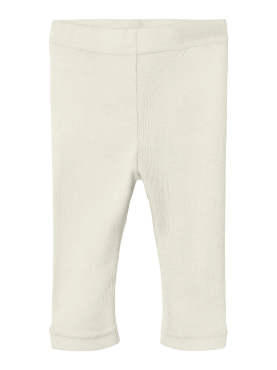 Lil' Atelier Baby WOOL NALU RIB SLIM LEGGING - Turtledove Melange - Torgunns Barneklær AS