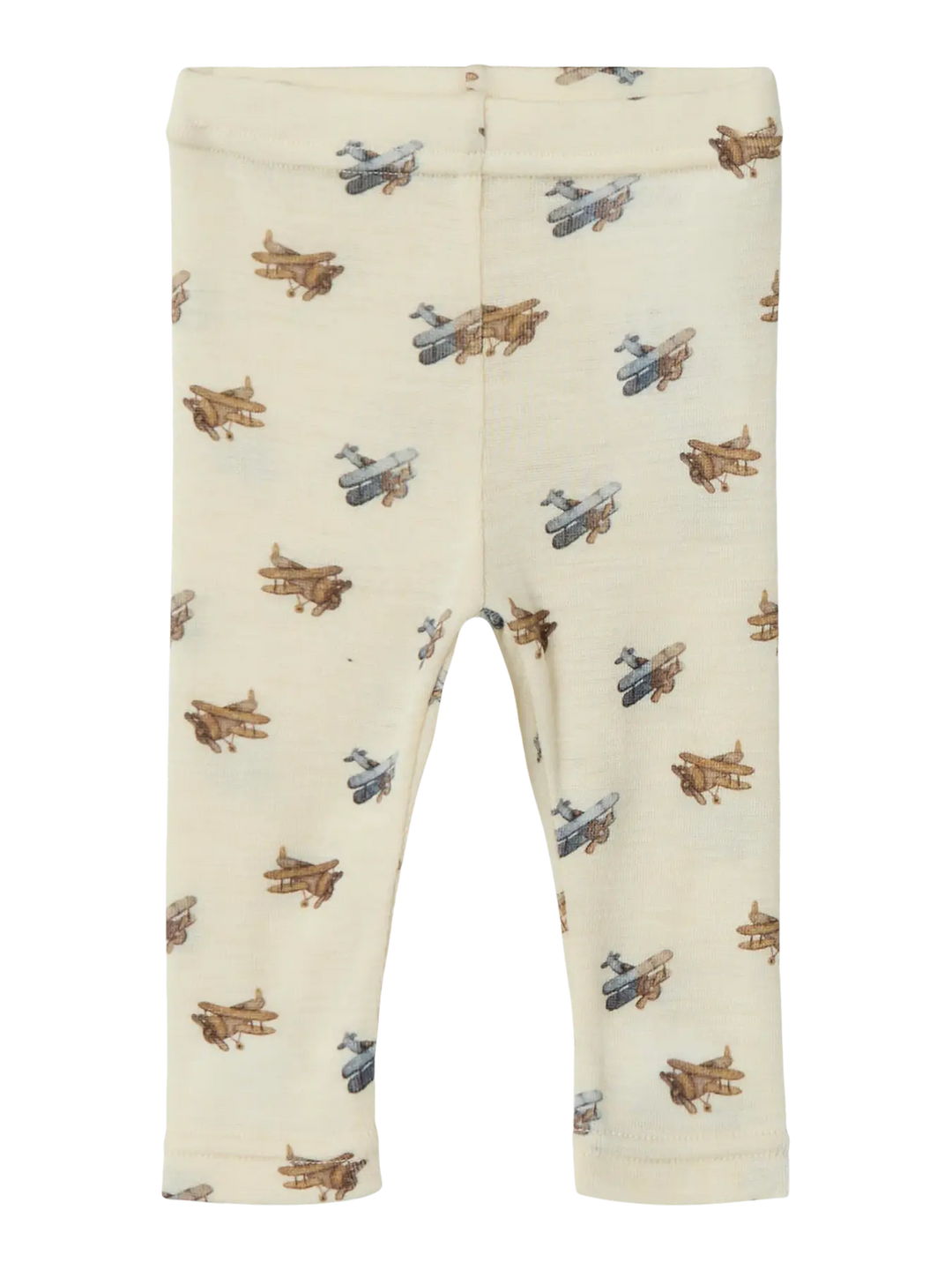 Lil' Atelier Baby WOOL NALU SLIM LEGGING NOOS - Turtledove Melange | Airplane - Torgunns Barneklær AS