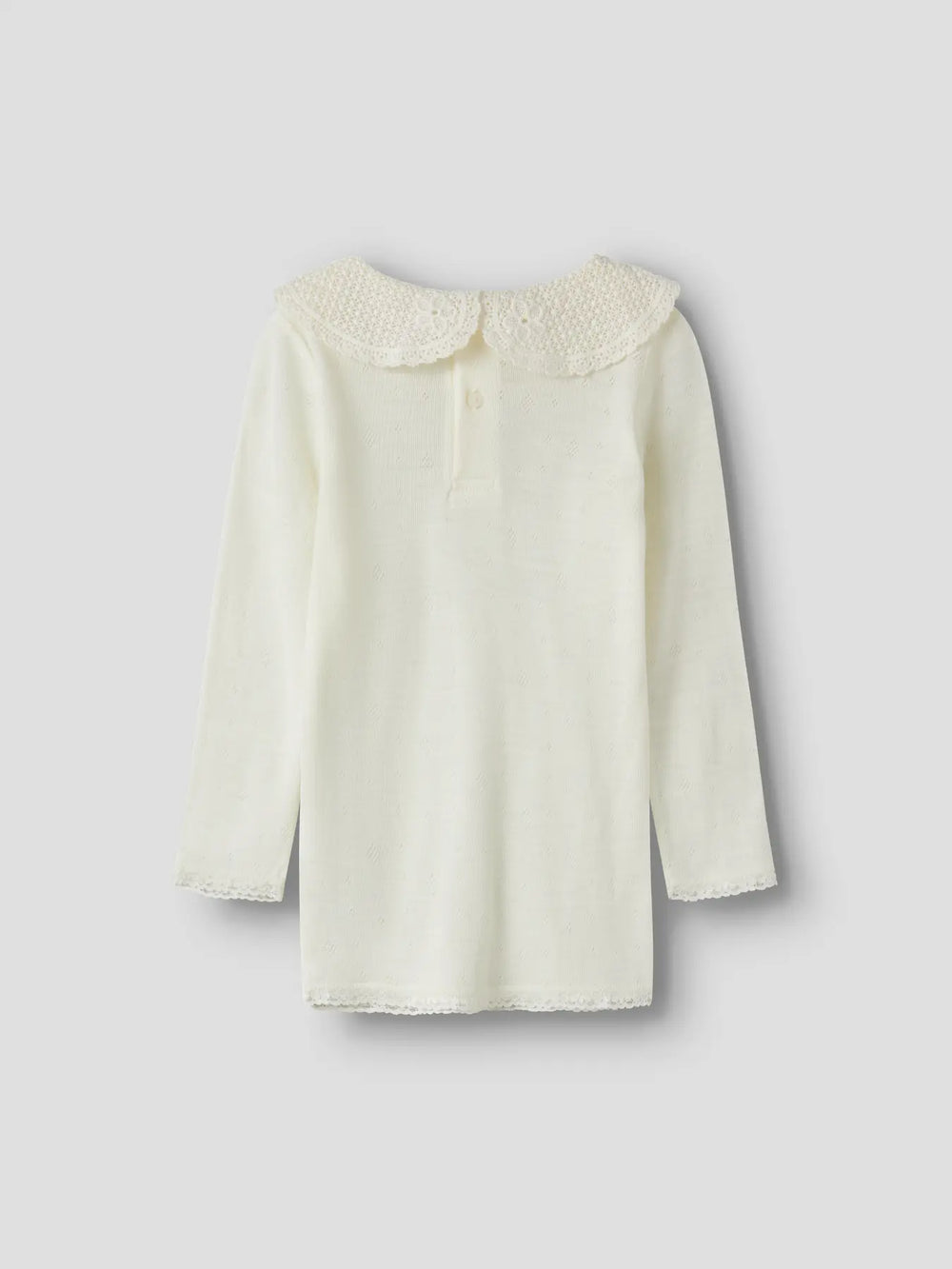 name it mini WANG WOOL NEEDLE LS TOP W/COLLAR - Snow White