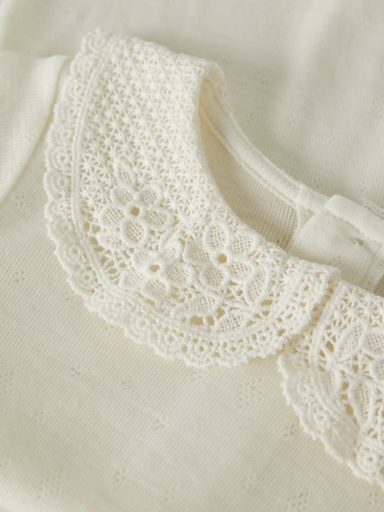 name it mini WANG WOOL NEEDLE LS TOP W/COLLAR - Snow White