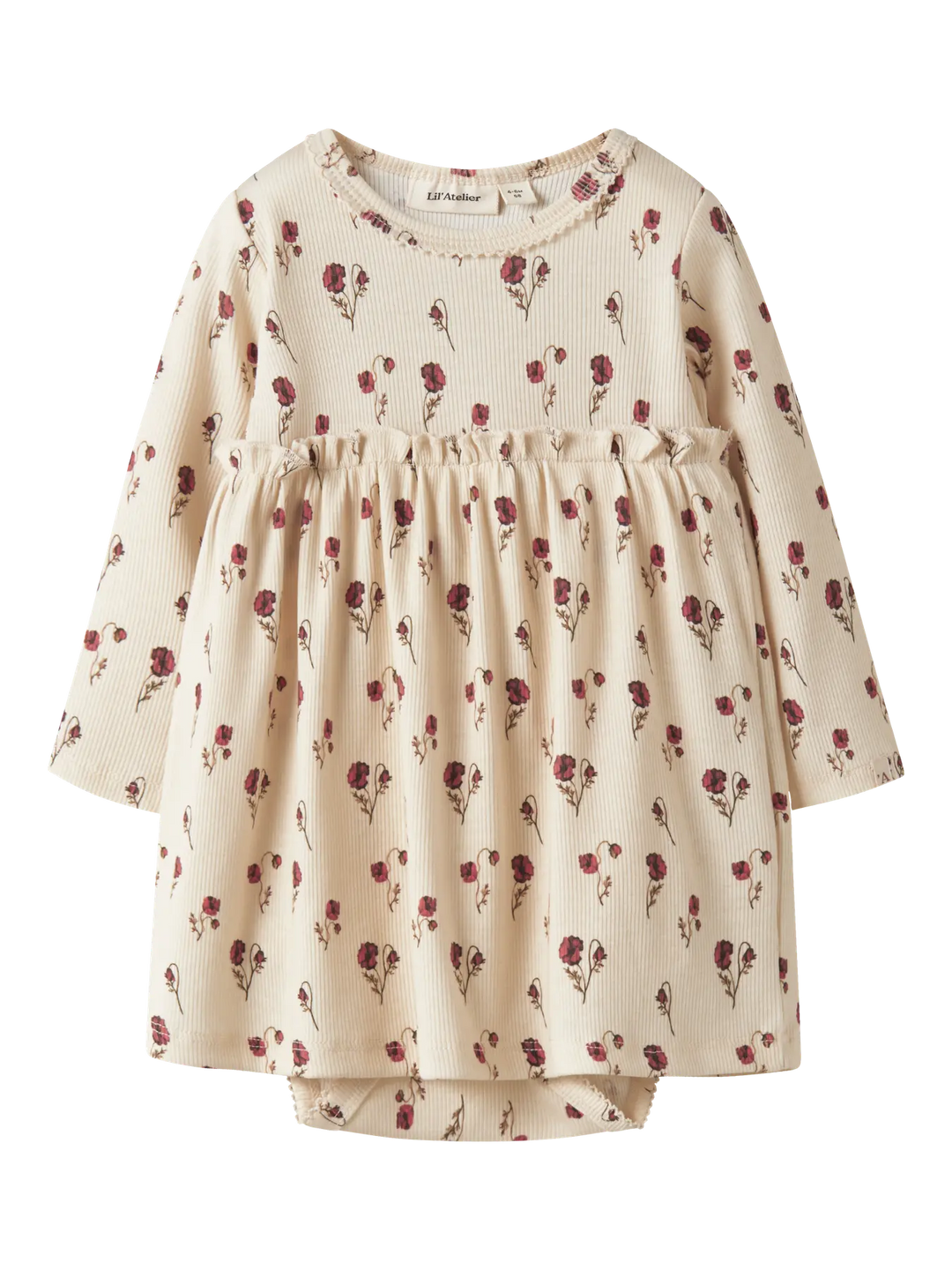Lil' Atelier Baby LAVO EKO LS BODY DRESS - Turtledove - Torgunns Barneklær AS