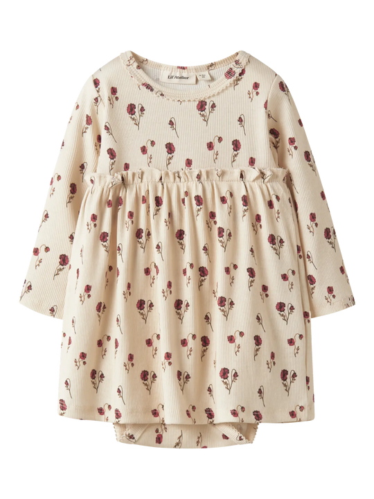 Lil' Atelier Baby LAVO EKO LS BODY DRESS - Turtledove - Torgunns Barneklær AS