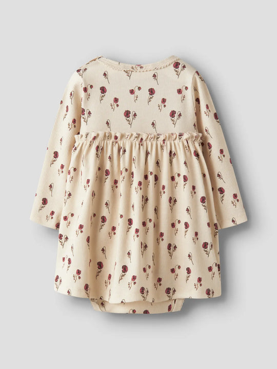 Lil' Atelier Baby LAVO EKO LS BODY DRESS - Turtledove - Torgunns Barneklær AS