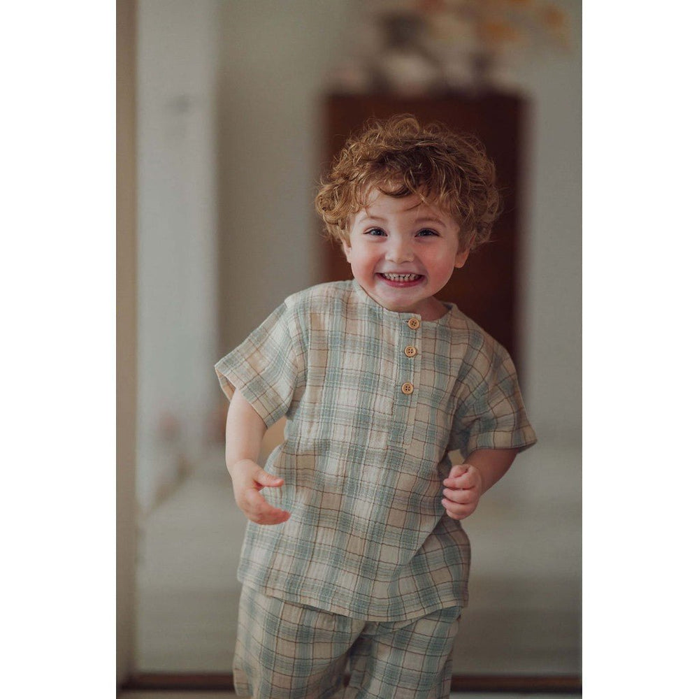 FLIINK Cha Cha Shorts Sett - Sandshell Check | Torgunns Barneklær AS