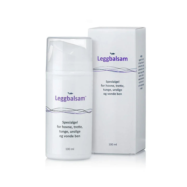 Leggbalsam spesialgel for hovne, trette og vonde ben, 100 ml flaske og eske