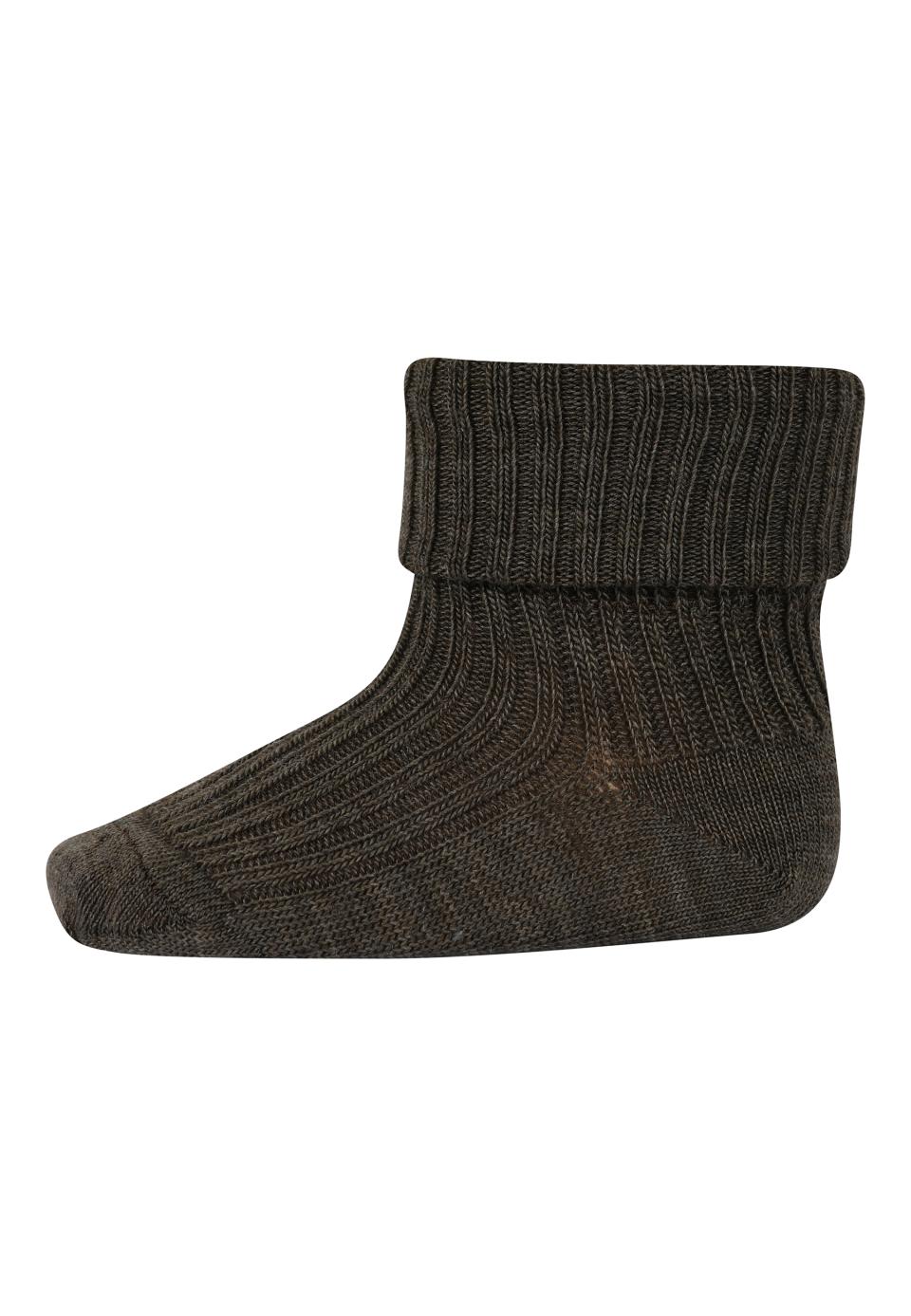 mp Denmark Rib Wool Baby Socks - Brown Melange - Torgunns Barneklær AS