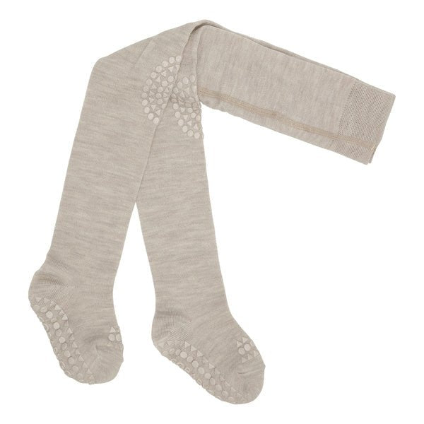 GoBabyGo | Anti-skli strømpebukse i merinoull – Light Brown Melange | Torgunns Barneklær AS