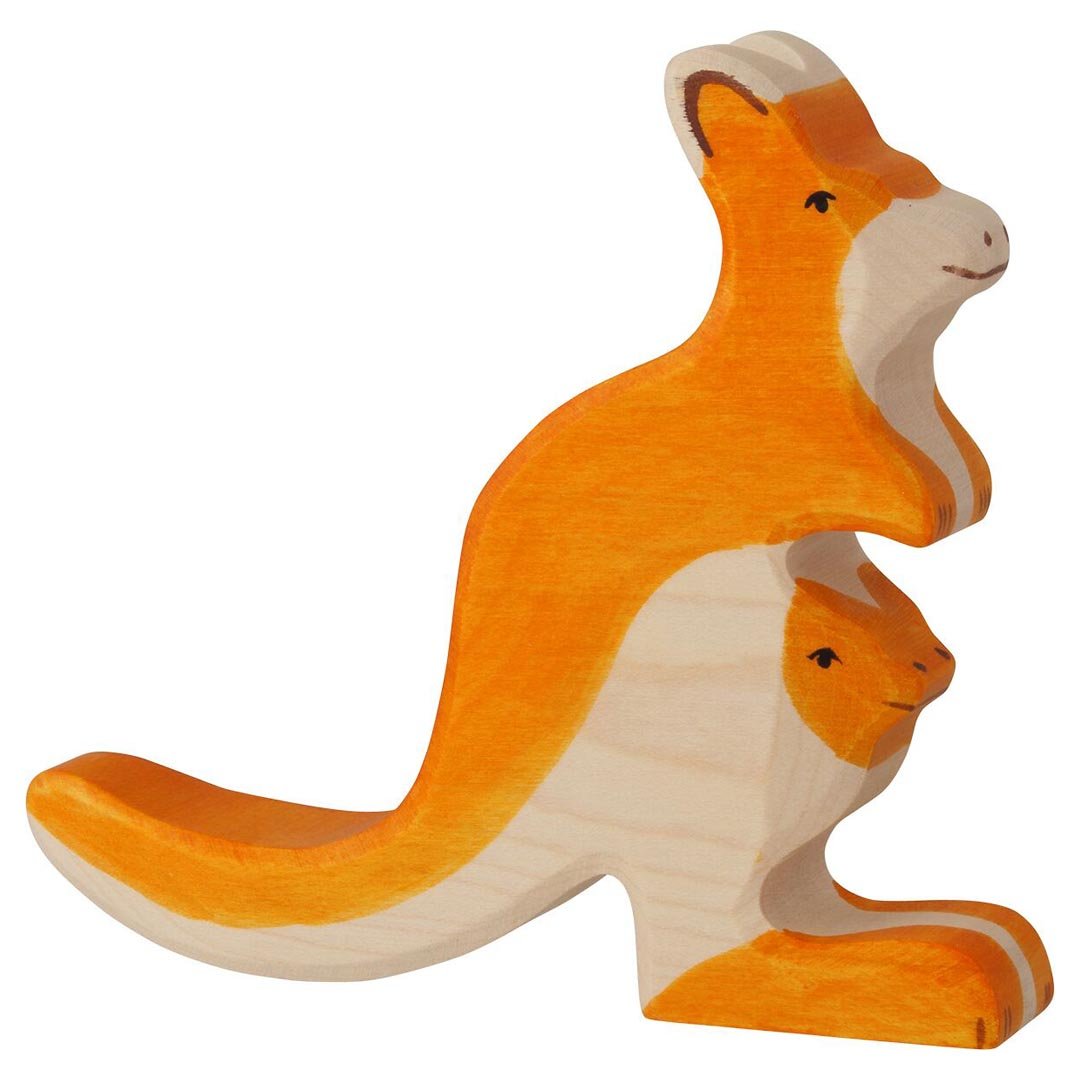 Holztiger | Kenguru med unge trefigur | Torgunns Barneklær AS