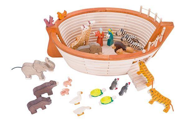 Tre Noahs ark leketøy med dyr, perfekt for barn 0-8 år – bærekraftig og mykt barneklær inspirasjon