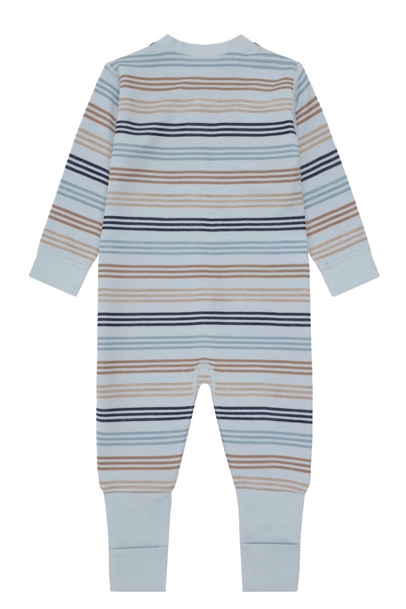 Hust &amp; Claire | Manu Zip 3 Stripes Pysj Ull/Bambus – Baby Blue | Torgunns Barneklær AS