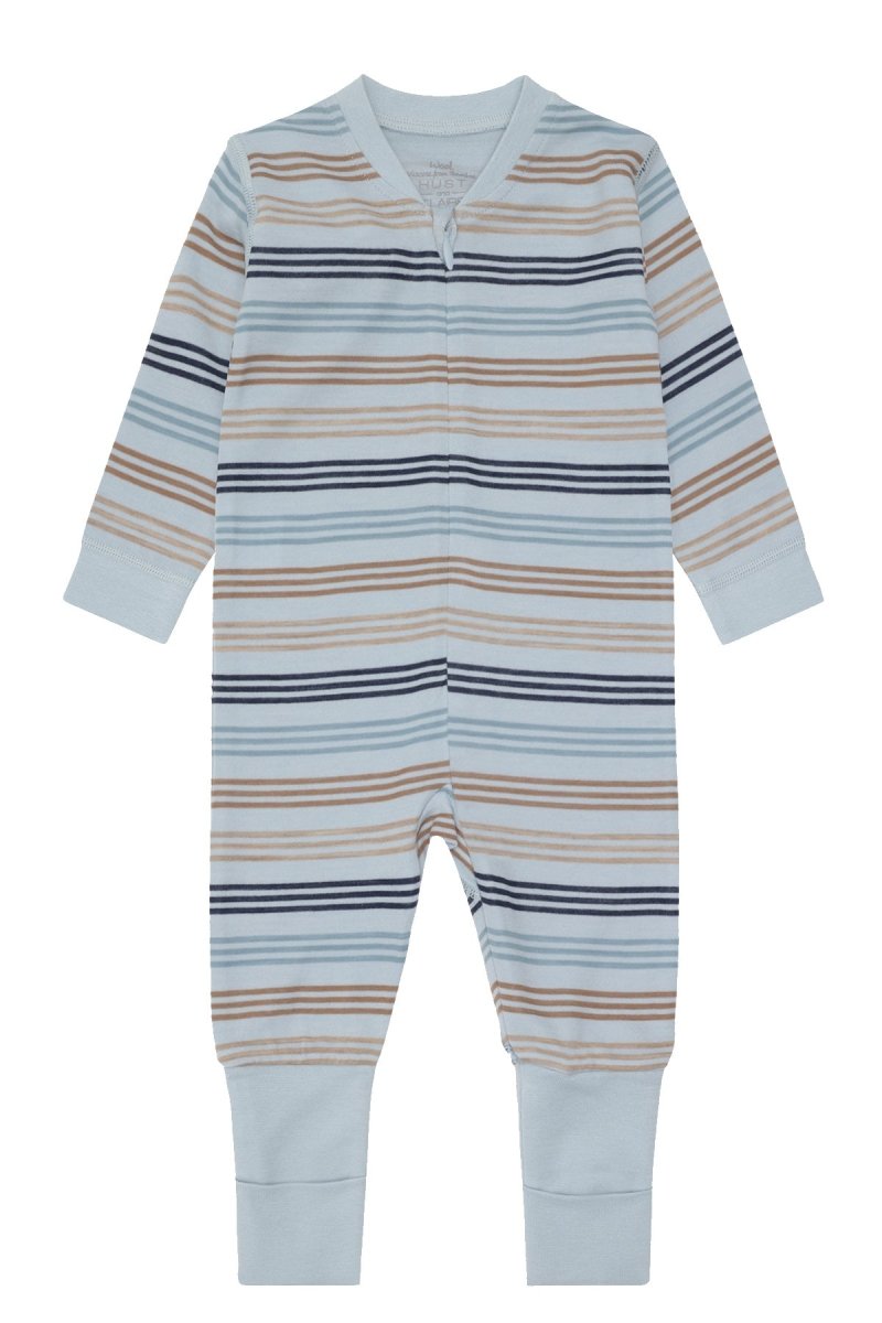 Hust &amp; Claire | Manu Zip 3 Stripes Pysj Ull/Bambus – Baby Blue | Torgunns Barneklær AS