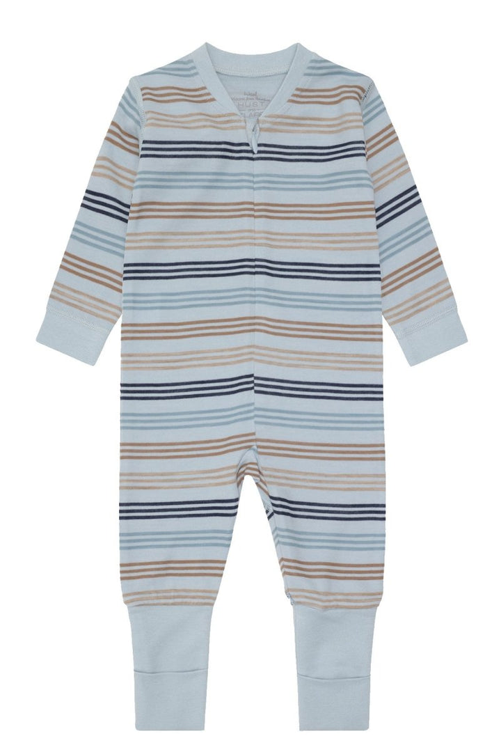 Hust &amp; Claire | Manu Zip 3 Stripes Pysj Ull/Bambus – Baby Blue | Torgunns Barneklær AS