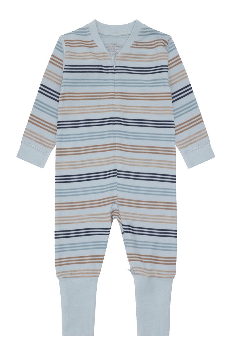 Hust &amp; Claire | Manu Zip 3 Stripes Pysj Ull/Bambus – Baby Blue | Torgunns Barneklær AS