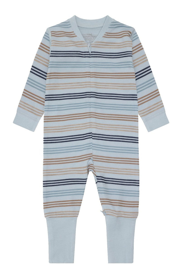 Hust &amp; Claire | Manu Zip 3 Stripes Pysj Ull/Bambus – Baby Blue | Torgunns Barneklær AS